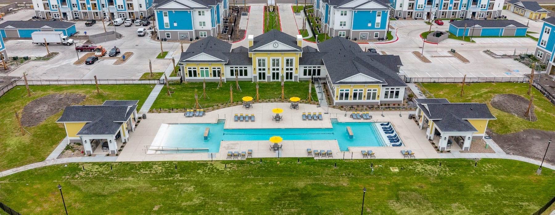 an aerial view of a neighborhood